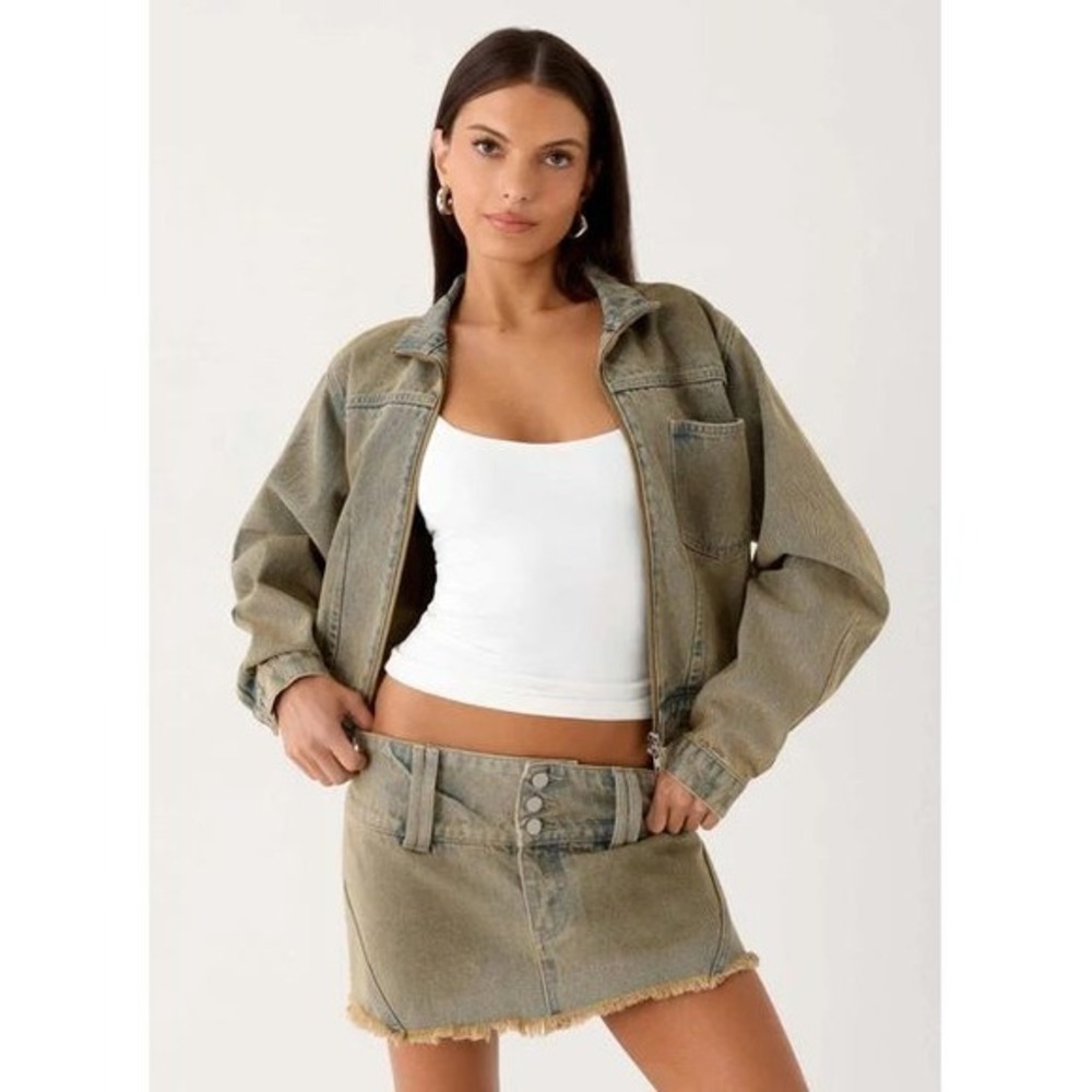 Peppermayo Roman Low Rise Denim Mini Skort Vintage Tan Size 2 Newā With Tags